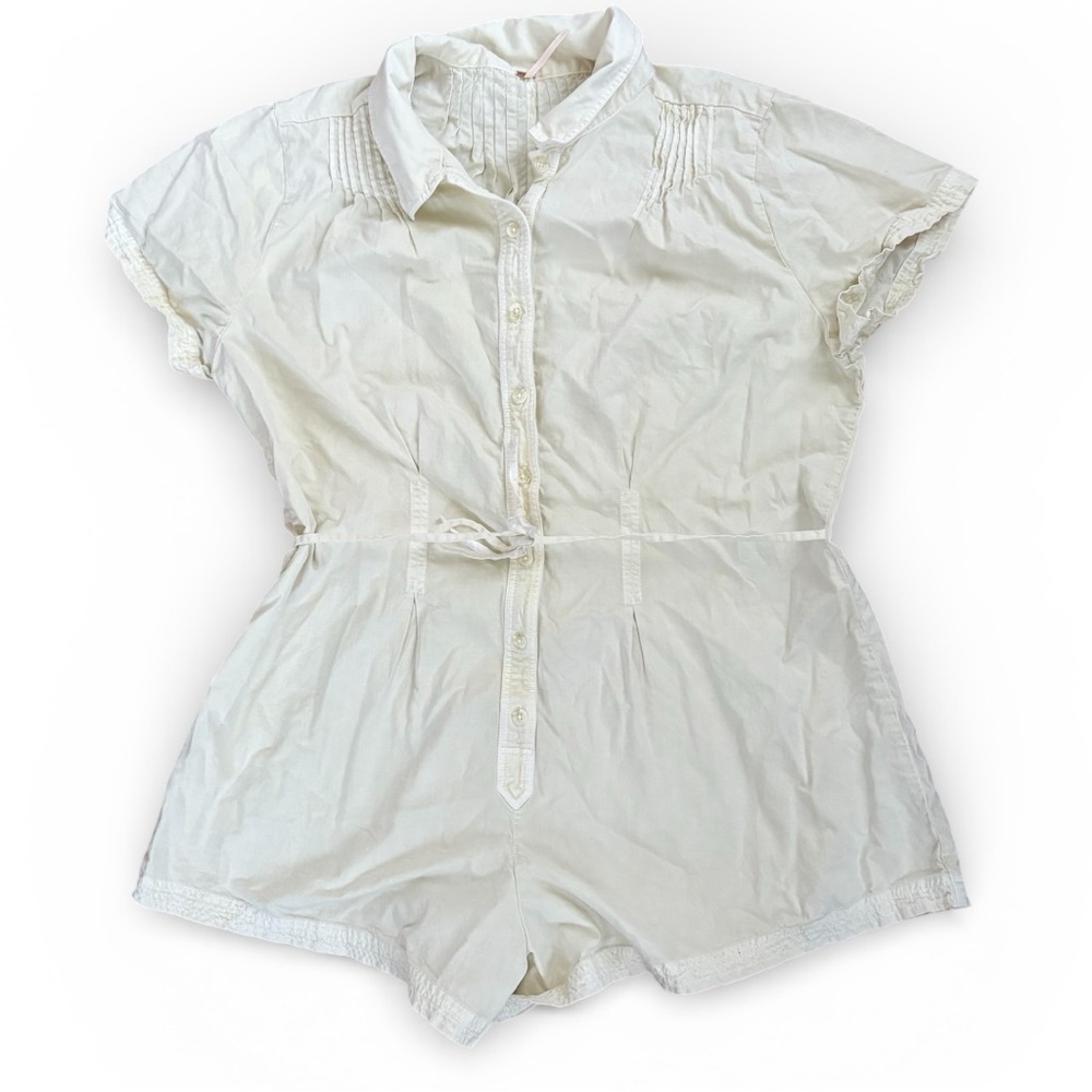 Free People Keep It Crisp Cotton Shortall – Pale Yellow (Tofu) – Size XL - Picture 2 of 7